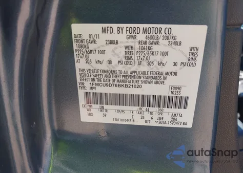 2011 Ford Escape Xlt from USA, damaged, VIN 1FMCU9D76BKB21020